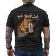 面白いナイトライフ オレンジ 猫 飲酒 ダイエット ドリンク サングラス メンズTシャツ バックプリント