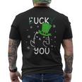 面白い黒猫レプラコーンファックラッキーユー聖パトリックデー メンズTシャツ バックプリント