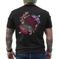 鯉魚フラワーオブライフ神聖幾何学桜アート メンズTシャツ バックプリント