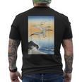 鳥 カモメ 波 海 ヴィンテージ 和 浮世絵 木版画 メンズTシャツ バックプリント