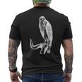 黒い線画 鷹 鳥獣戯画 メンズTシャツ バックプリント