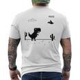 Dino T-Rex 恐竜 ピクセルゲーム インターネットなし オフライン 面白い 男性 メンズTシャツ バックプリント