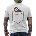 Puffin In The Pocketeabird Iceland Pocket Puffin メンズTシャツ バックプリント