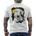 アイリッシュウルフハウンド 犬 モチーフ ペット 青い目 アイリッシュウルフハウンド メンズTシャツ バックプリント