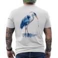 アオサギ バードウォッチング メンズTシャツ バックプリント