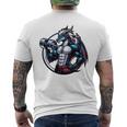 キュートでかわいいグラフィックのドラゴンが筋肉質のシックスパックを表示 長袖tシャツ メンズTシャツ バックプリント
