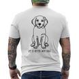 ゴールデンレトリバー シルエット ラインアート 犬と暮らす幸せ メッセージデザイン メンズTシャツ バックプリント