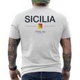 シチリア家族旅行 イタリア国旗 イタリアギフト シチリア島 メンズTシャツ バックプリント