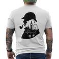 シャーロックホームズ&ロンドンのスカイラインシルエットギフト メンズTシャツ バックプリント