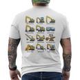 ショベルの種類重機設備表 メンズTシャツ バックプリント