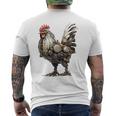 ニワトリ アニマルプリント 動物園 ロボット アートワーク 彫刻 ニワトリ メンズTシャツ バックプリント