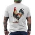 ニワトリ 動物 カラフル 動物園 絵画 イラスト ニワトリ メンズTシャツ バックプリント