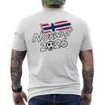 ノルウェー サッカー フットボール 試合 プレーヤー ファン ノルウェー国旗 メンズTシャツ バックプリント