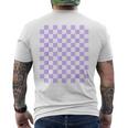 パープルラベンダーチェッカーボード メンズTシャツ バックプリント