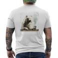 ビンテージ 喫煙 アメリカン エスキモー面白犬 父の日 メンズTシャツ バックプリント