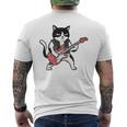 ベースギターを弾く 面白い ロック猫 バンド ミュージシャン ベーシスト 動物 メンズTシャツ バックプリント