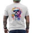 マルチーズ 犬 グラフィック ペット アートワーク サングラス マルチーズ メンズTシャツ バックプリント