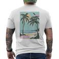 ヤシの木 ヤシの木 ビーチ 海 太陽 休暇 休暇 夏 メンズTシャツ バックプリント