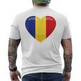 ルーマニアハートルーマニア国旗 メンズTシャツ バックプリント