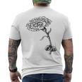ヴィンテージ カーネーション ボタニカル ライン アート イラスト 黒インク メンズTシャツ バックプリント