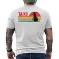 ヴィンテージサンセット太鼓ドラマー メンズTシャツ バックプリント