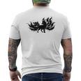 九尾の狐 キツネ 妖怪 和風 水墨画 シルエット メンズTシャツ バックプリント