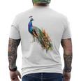孔雀 動物 カラフル モチーフ 抽象画 孔雀 メンズTシャツ バックプリント