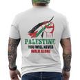 無料ガザパレスチナ国旗 アラビアギフト パレスチナ メンズTシャツ バックプリント