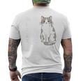 猫のために働いてます サバ白猫 猫好きあるある 社畜ネタ 面白い メンズTシャツ バックプリント