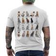 猫の種類教育猫の品種チャートガイド メンズTシャツ バックプリント