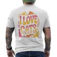 バックプリント 猫好き 引用 おもしろ猫 ミーム I Love Cats メンズTシャツ バックプリント