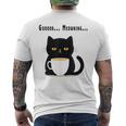 疲れた黒猫 – 月曜日の気分そのまま メンズTシャツ バックプリント