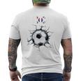 韓国サッカーファン 韓国フットボール ひび割れた壁 メンズTシャツ バックプリント