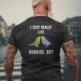 2つのセキセイインコ、面白いことわざ、楽しい、セキセイインコ メンズTシャツ バックプリント 高齢者への贈り物