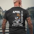 46Th Birthday Legends April 1980Intage 46 Years Old メンズTシャツ バックプリント 高齢者への贈り物