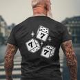 777 ラッキーダイス エンジェルナンバー ブラックワーク メンズTシャツ バックプリント 高齢者への贈り物