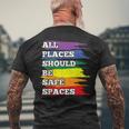 All Placeshould Beafepaces ゲイプライド 同盟国 Lgbtq Month メンズTシャツ バックプリント 高齢者への贈り物