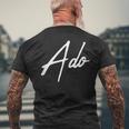 Beautiful Handwritten Font Ado Calligraphy メンズTシャツ バックプリント 高齢者への贈り物