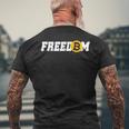 Bitcoin Freedom 暗号通貨 Btc 自由 ミリオネア ビットコインでお金持ち メンズTシャツ バックプリント 高齢者への贈り物