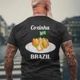 Coxinha 伝統的なブラジル料理 ブラジル国旗 メンズTシャツ バックプリント 高齢者への贈り物
