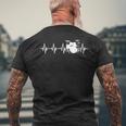 Drums Heartbeat ドラマー&パーカッショニスト音楽愛好家向け メンズTシャツ バックプリント 高齢者への贈り物