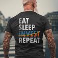 Eatleep Invest Repeat Investment Trading メンズTシャツ バックプリント 高齢者への贈り物