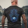 Evil Eye Artwork Hamasa Good Luck Hand Of Fatima Hipster メンズTシャツ バックプリント 高齢者への贈り物