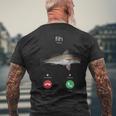 Fih Calling スペルミスフィッシュ 電話を受け入れる 魚 メンズTシャツ バックプリント 高齢者への贈り物