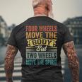 Four Wheels Move The Body But Two Wheels Move Thepirit メンズTシャツ バックプリント 高齢者への贈り物