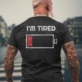 I'm Tired Low Battery 空の電話シンボル メンズTシャツ バックプリント 高齢者への贈り物