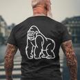 Gorilla ミニマリスト バッジ パッチライン アート 動物 メンズTシャツ バックプリント 高齢者への贈り物