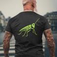 Grasshopper ミニマリストのバッタかわいい昆虫小さなバッタ メンズTシャツ バックプリント 高齢者への贈り物