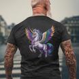 Happy Mardi Gras ユニコーンマスク ニューオーリンズフェスティバル メンズTシャツ バックプリント 高齢者への贈り物