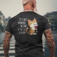 It's Not Drinking Alone If The Cat Is Home 面白い猫とワイン メンズTシャツ バックプリント 高齢者への贈り物